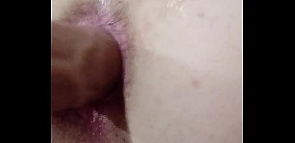  Homemade skinny teen twink gapes hairy ass with a big toy dildo